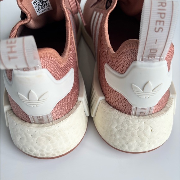 Adidas NMD_R1 shoes, specifically identified in the "Raw Pink" or "Salmon - Picture 8 of 16